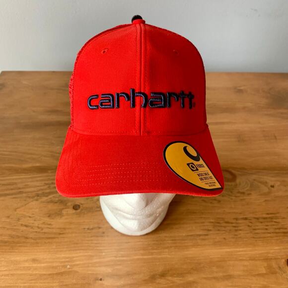 Carhartt Force Canvas Red Trucker Mesh Snap Back Cap Hat One Size Adjustable-New - Picture 4 of 10